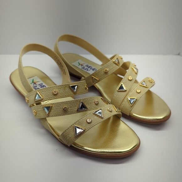 Vintage Paradise‎ Bay Gold Embellished Strappy Sandals Women's 7 - Picture 1 of 6